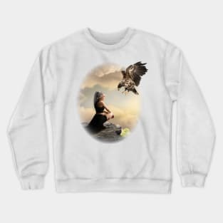 Fantasy Girl with Eagle Beautiful New Design makes a great gift Crewneck Sweatshirt